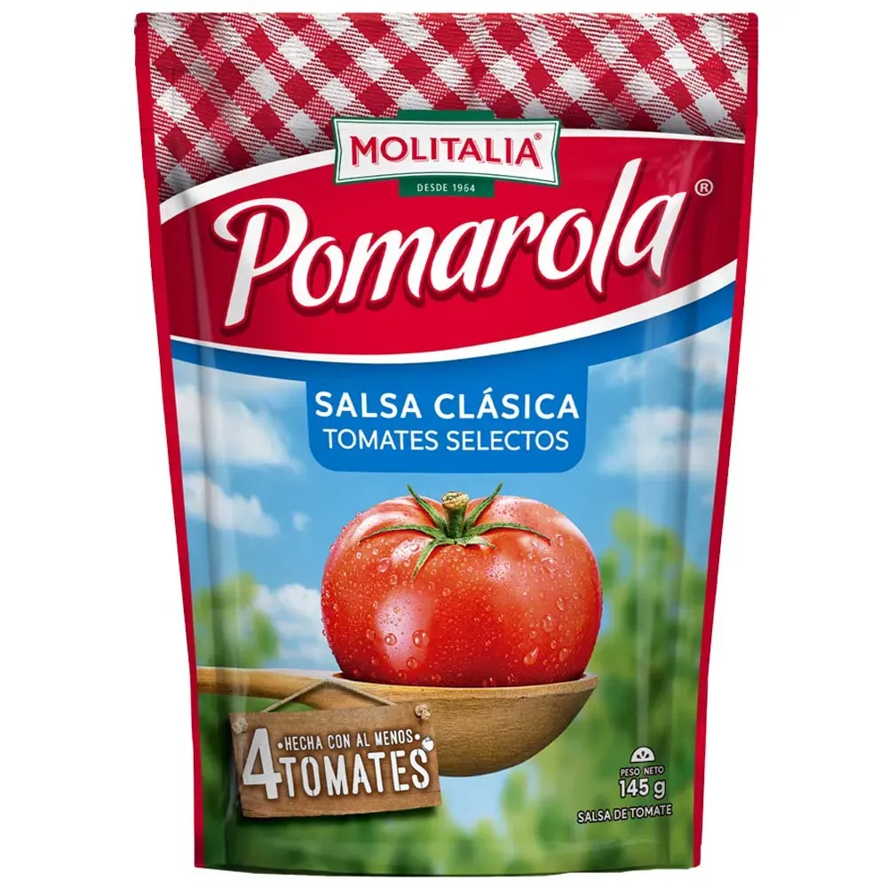 20258337.webp Salsa Clásica de Tomate POMAROLA Doypack 145g - Imagen 1