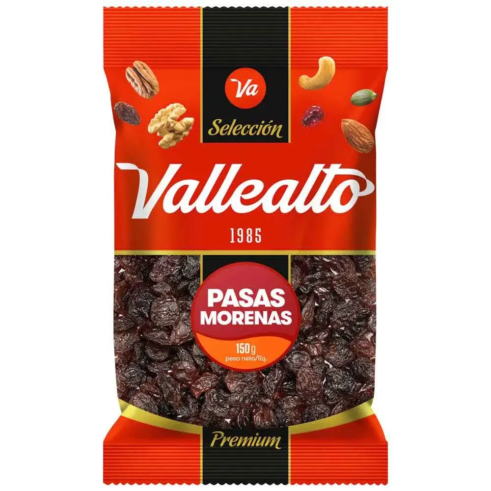 imgi_15_20238109.webp Pasas Morenas VALLEALTO Bolsa 150g - Imagen 1