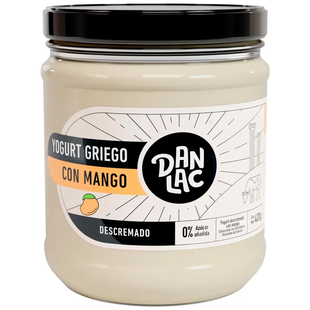 imgi_15_20280274.webp Yogurt Griego Descremado DANLAC Sabor a Mango Vaso 420g - Imagen 1