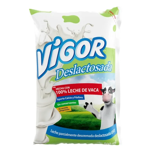 Leche UHT Sin Lactosa Deslactosada Vigor Bolsa 800ml