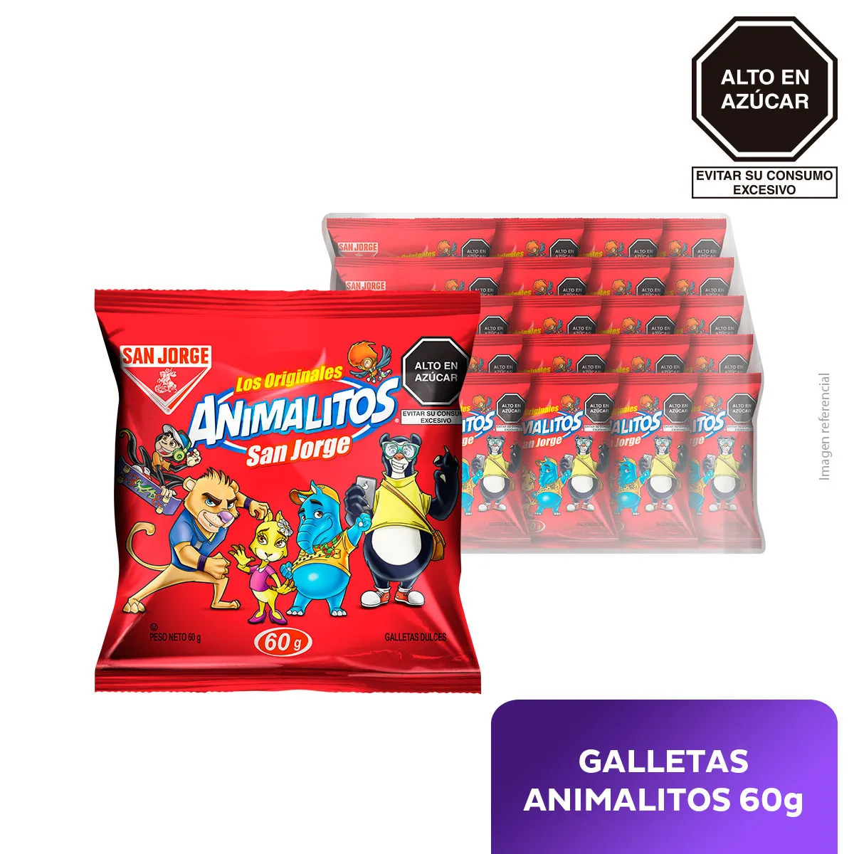 Galle SAN JORGE Animalitos Paquete 20 Bolsas 60g c/u - Imagen 1
